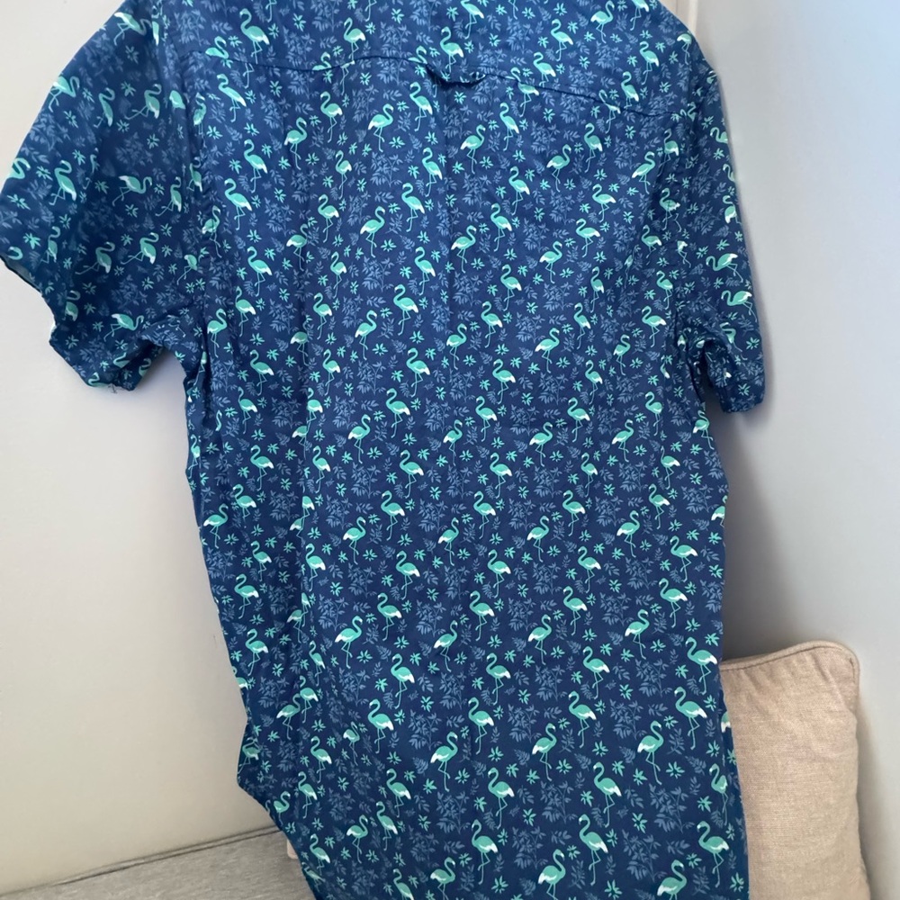 Report Collection Navy Flamingo Print Shirt - Picture 2 of 3